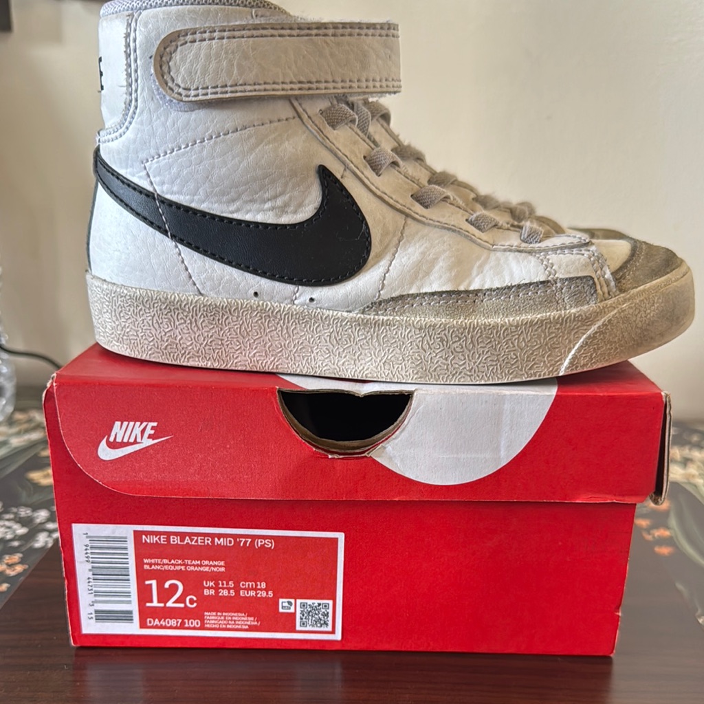 Nike Kids Blazer Mid 77 Shoes - Black And Gray